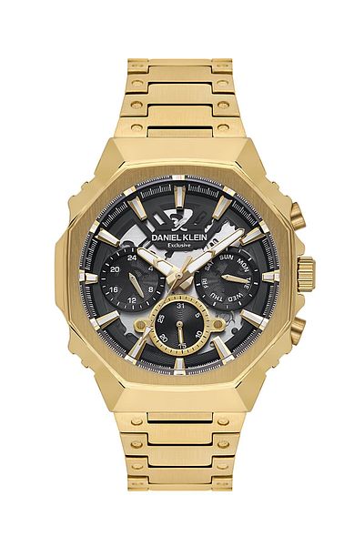 Daniel Klein Dk.1.14000-4 Exclusive All Functions Active 3 Atm Water Resistant Steel Cord Gold