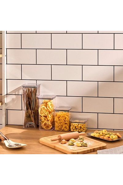 Mena Rise Şirinshop Home Square Transparent Mica Leakproof Vacuum Food Container, Pulses and Nuts Storage Container