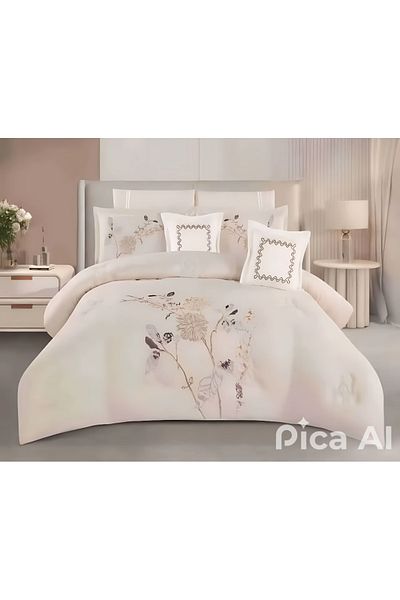 XI DUO A luxurious embroidered royal double bedspread to give you beauty and elegance to your room, made of microfiber, size 240*260 cm