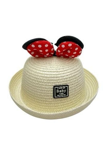 BaoBao Children's hat with polka dot bow and applied ears - small brim model