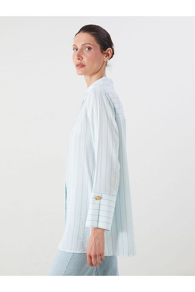 LC Waikiki Green Striped Women's Shirt Tunic