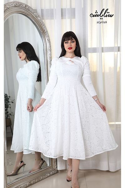 Stylish white lace dress