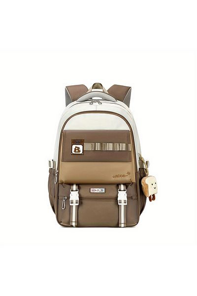 Adalinhome Korean Model Nice Bear Colorful School Backpack with Keychain