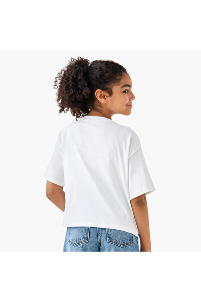 Juniors Embellished Crew Neck T-shirt with Short Sleeves