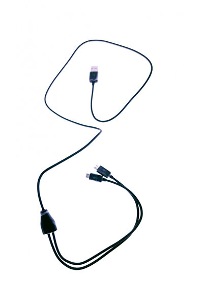 OEM Cablu USB la 2 x microUSB, 1m Black, - HYB-7333