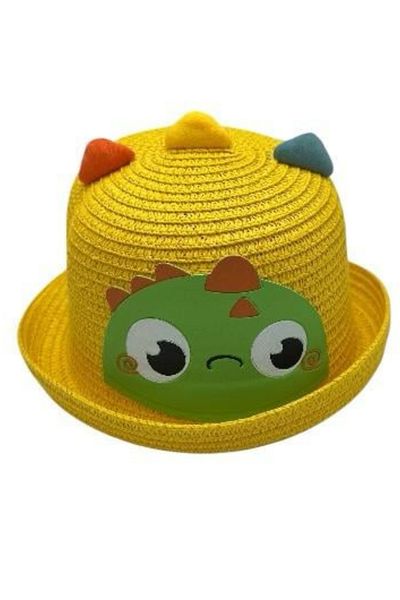 BaoBao Children's hat with dinosaur and colorful details - funny pattern with small brim, summer, 100% polyester