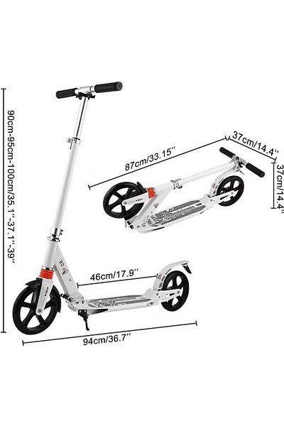 Fitness World Big Wheel Kick Scooter with Adjustable Height and Foldable Dual Suspension
