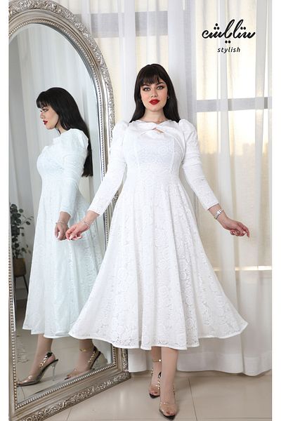 Stylish white lace dress