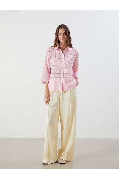 LC Waikiki Pink Openwork Brode Women's Shirt