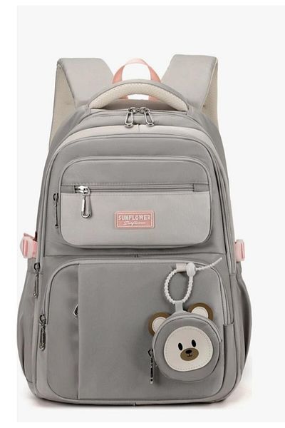 Adalinhome Multi-Eye School Backpack with Cute Teddy Bear Accessory Detail