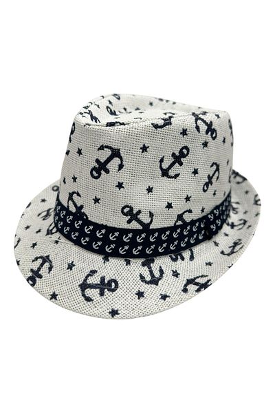 BaoBao Men's Hat with Anchor Design – Nautical Style, Small Brim, Summer Accessory