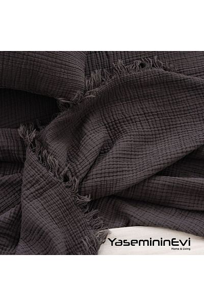 YASEMİNİNEVİ Smoked Color 4 Layer Multi Muslin Bedspread Pique (240 X 240cm)