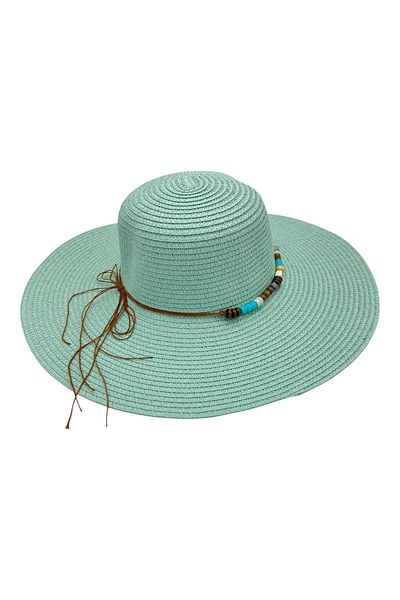 BaoBao Women's beach hat with wide brim and decorative beads - boho chic style