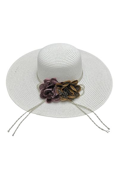 BaoBao Women's summer hat with wide brim and decorative flowers - elegant accessory for the warm season