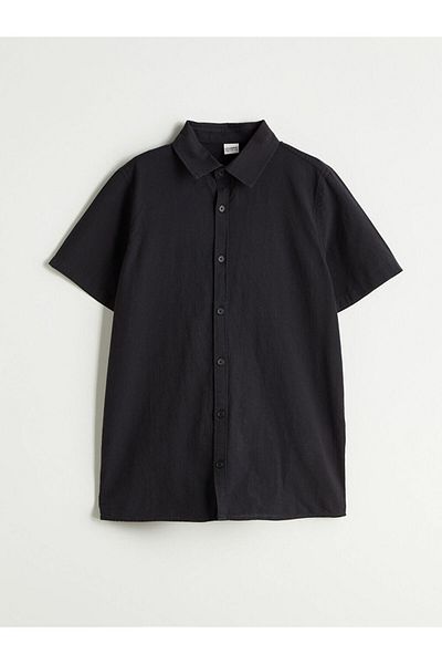 LC Waikiki Black Basic Short Sleeve Boy's Shirt