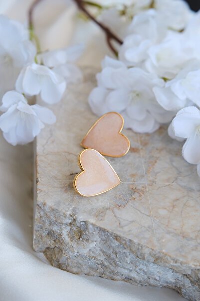 AURRARİ Altın Kaplama Mineli Kalp Küpe