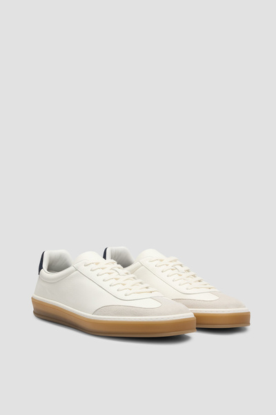 BOSS Erkek Yumuşak Süet Karışımlı Rahat Taban Deri Beyaz Sneaker 50549408-120