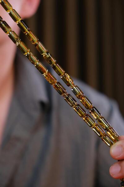 dergah tesbih Gümüş Kazaz Tasarım Yerli Usta El İşçiliği Fosilli Dominik Damla Kehribar Tesbih (Amber), (مسبحة قطر