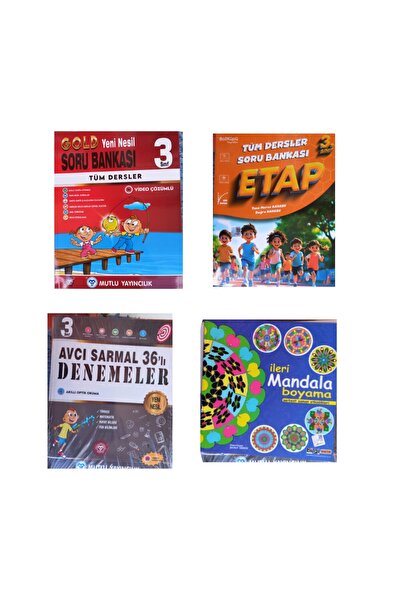 Mutlu Yayıncılık 3. Sınıf 4 lü Set Gold soru Bankası + Etap Soru Bankası +36 ...