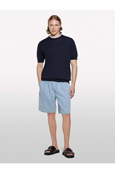 Sisley Men's Outdoor Denim 100% Cotton Drawstring Regular Waist Denim Shorts