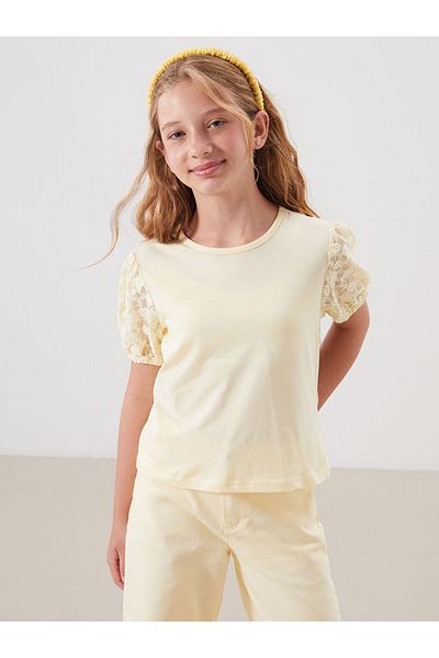 LC Waikiki Sari Crew Neck Girl's T-Shirt