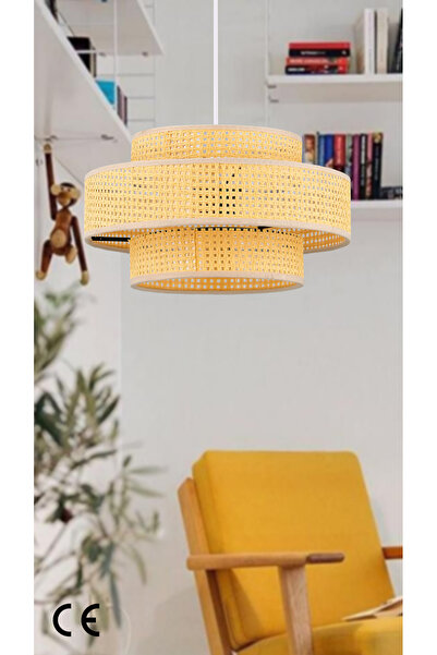 Emg DesiGn Doğal Hazeran Rattan 3 Katlı Pasta Sarkıt Avize Çocuk Odası Yatak ...