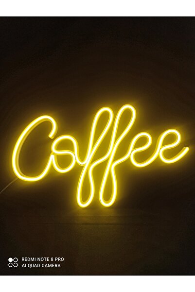 Neon Coffee Yazılı Neon LED Duvar Lambası – Büyük Boy (40x23 cm), Sarı Renk, 3d Baskı