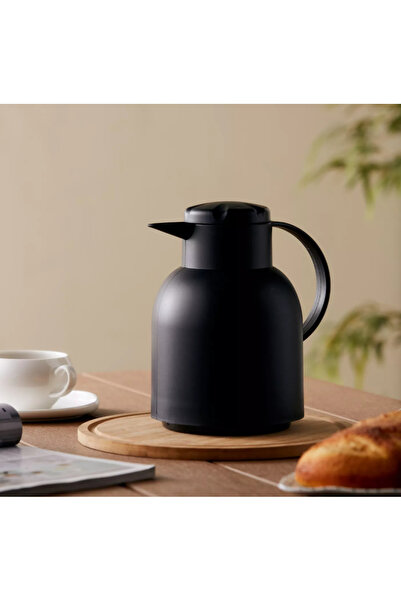 Leila 1 Lt Siyah Isı Yalıtımlı Çay Ve Soğuk Su Termosu (İÇİ CAMDIR)