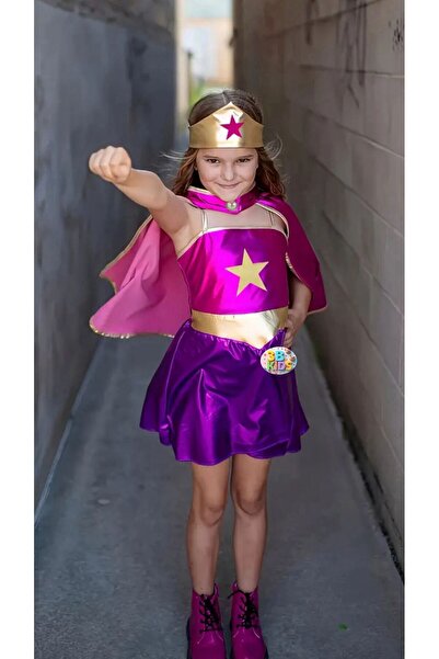 3b kids Supergirl süperman Kız Çocuk Doğum Günü Elbisesi Ve Parti Kostümü