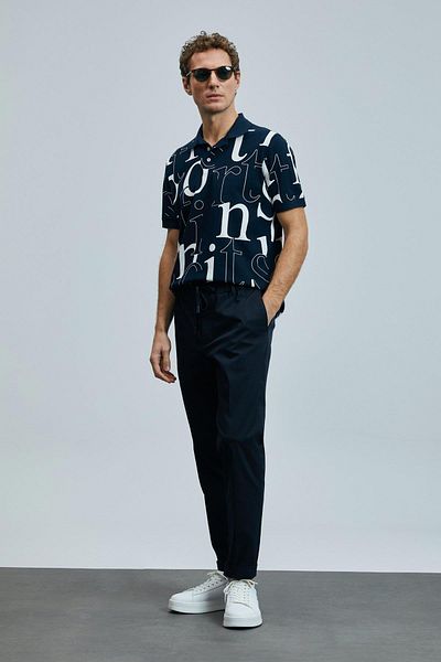 Lufian Ανδρικό μπλουζάκι με γιακά πόλο Diamond Navy Blue (111040219)
