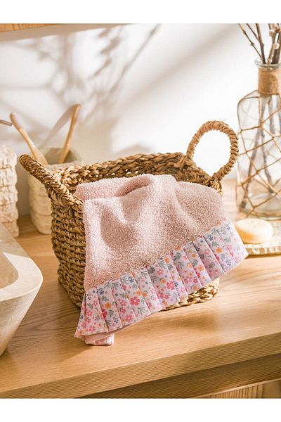 LC Waikiki Pink Flower Embroidered Cotton Face Towel 50X80 cm