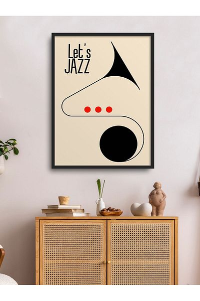 hediyenebak Pictură unică înrămată Modern Let's Jazz Poster Painting