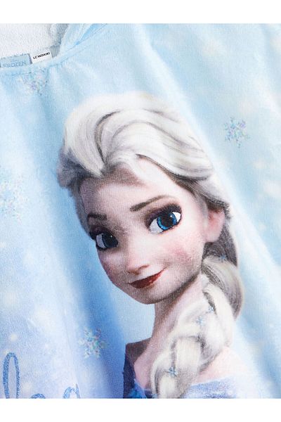 LC Waikiki Blue Elsa Printed Baby Girl Poncho Beach Towel