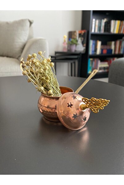 Layla Copper Yuvarlak Bakır Renk Tütsülük Üzerlik Otu Hediyeli