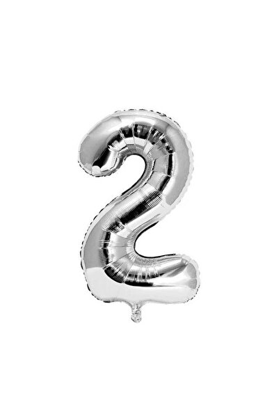 OEM Metallic Foil Balloon, Silver, 80 cm, Number 2