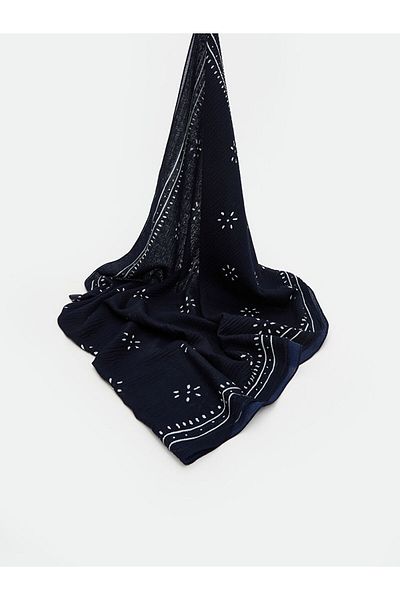 LC Waikiki Navy Blue Patterned Women's Shawl