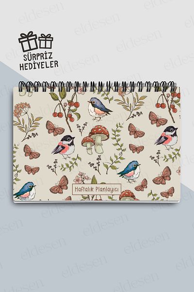 Eldesen Tasarım Weekly Planner A5 Notebook with Flexible Cardboard Cover, 52 Week, 1 Year Weekly Planner