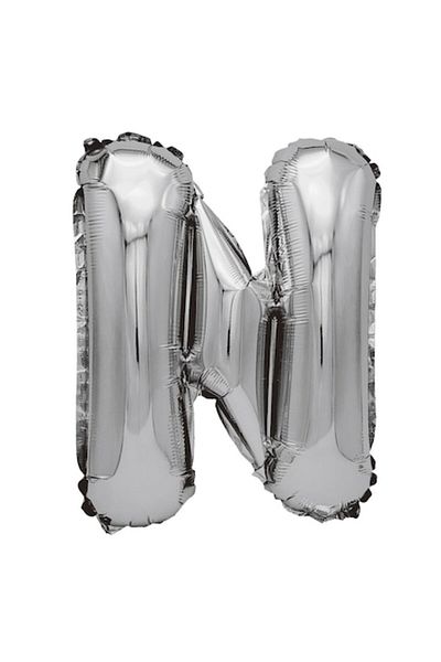 Balon made of silver metallic foil, Mirific Party, Letter N, 80 cm, Silver