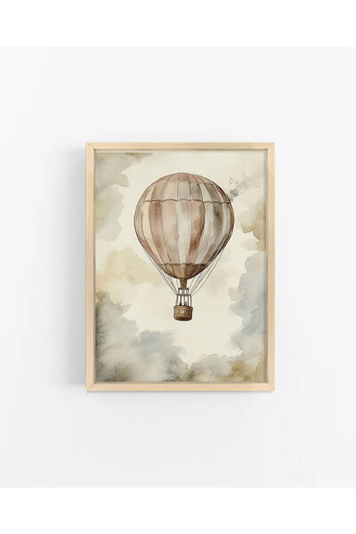 Vetro Design Air Balloon Children's Room Wooden Framed Poster