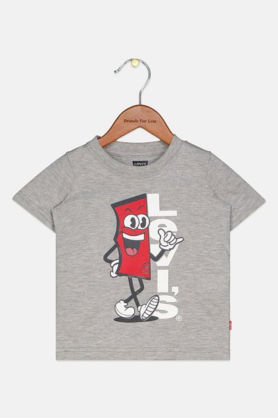 Levi's Toddlers Boy Crew Neck Short Sleeve Printed T-Shirts, Grey Heather