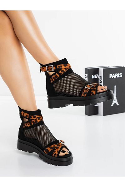 mei Sandale Dama cu Platforma 5HXS5 Leopard-Negru | Mei