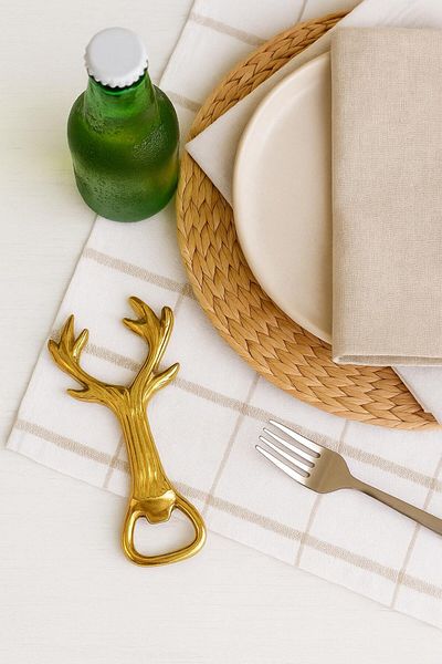 Arma House Metal Bottle Opener with Deer Horn Figure & Gold Color Decorative Opener