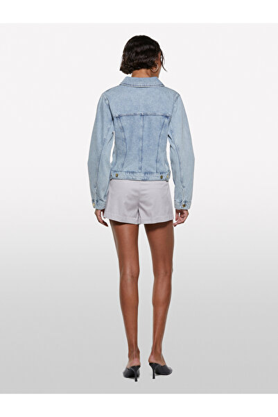 Sisley Women's Denim 100% Cotton Button Front Pocket Detailed Denim Jacket