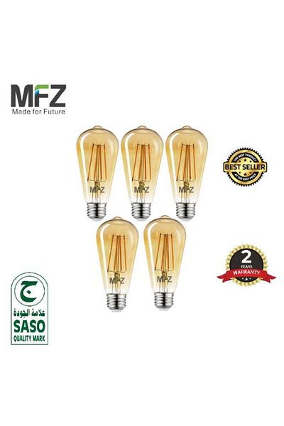 MFZ Vintage LED Filament Bulbs – 6W, 2700K Warm White, AC220–240V, 600 Lumens – Set of 5 Piece