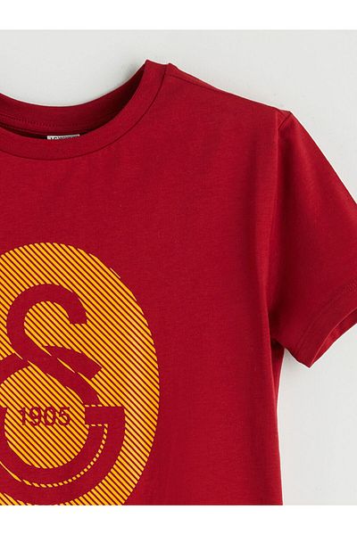 LC Waikiki Red Crew Neck Printed Girl's T-Shirt