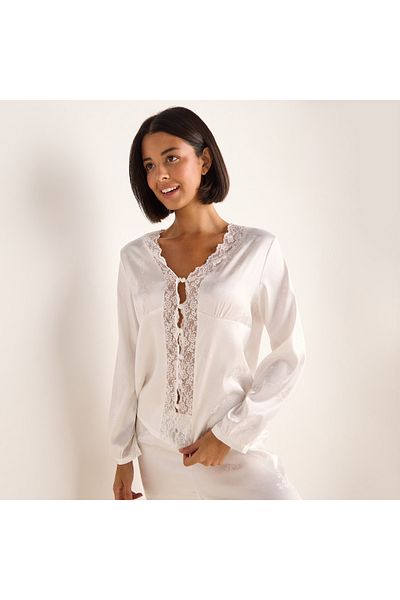 FAV Lace Trim Jacquard Pyjama Set