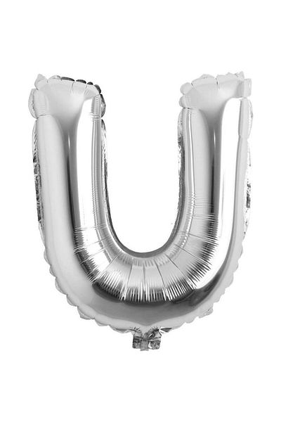 OEM Metallic foil balloon, silver, 80 cm, letter U