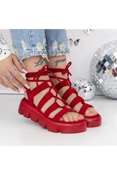 mei Women's Platform Sandals 3HXS63 Red | Mei