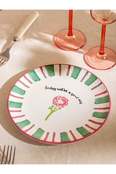 LC Waikiki Mixed Printed Ceramic Cake Plate Set of 4 21 cm