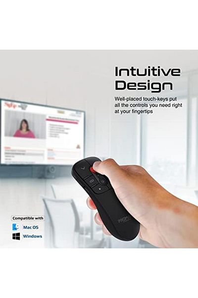 Promate جهاز عرض لاسلكي صغير الحجم 2 في 1 بمنفذ USB من النوع C وجهاز عرض PPT للكمبيوتر المحمول بمدى 50 مترًا